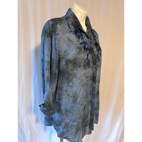 Vintage Goa Blue Embroidered Blouse - Large - Picture 3 of 10